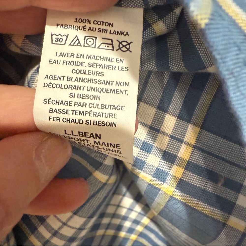 L.L. Bean Men's Shirt Size Large Blue White Plaid Button Down Traditional Fit - Picture 6 of 6